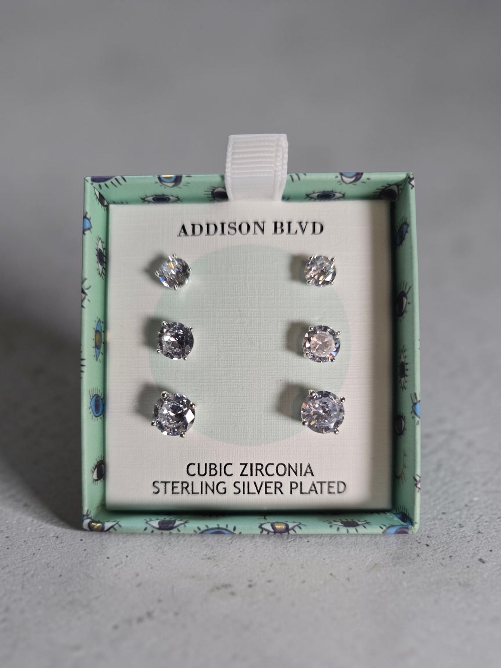 Addison Blvd Cubic Zirconia Stud Earrings Set | Sterling Silver Plated | NWT